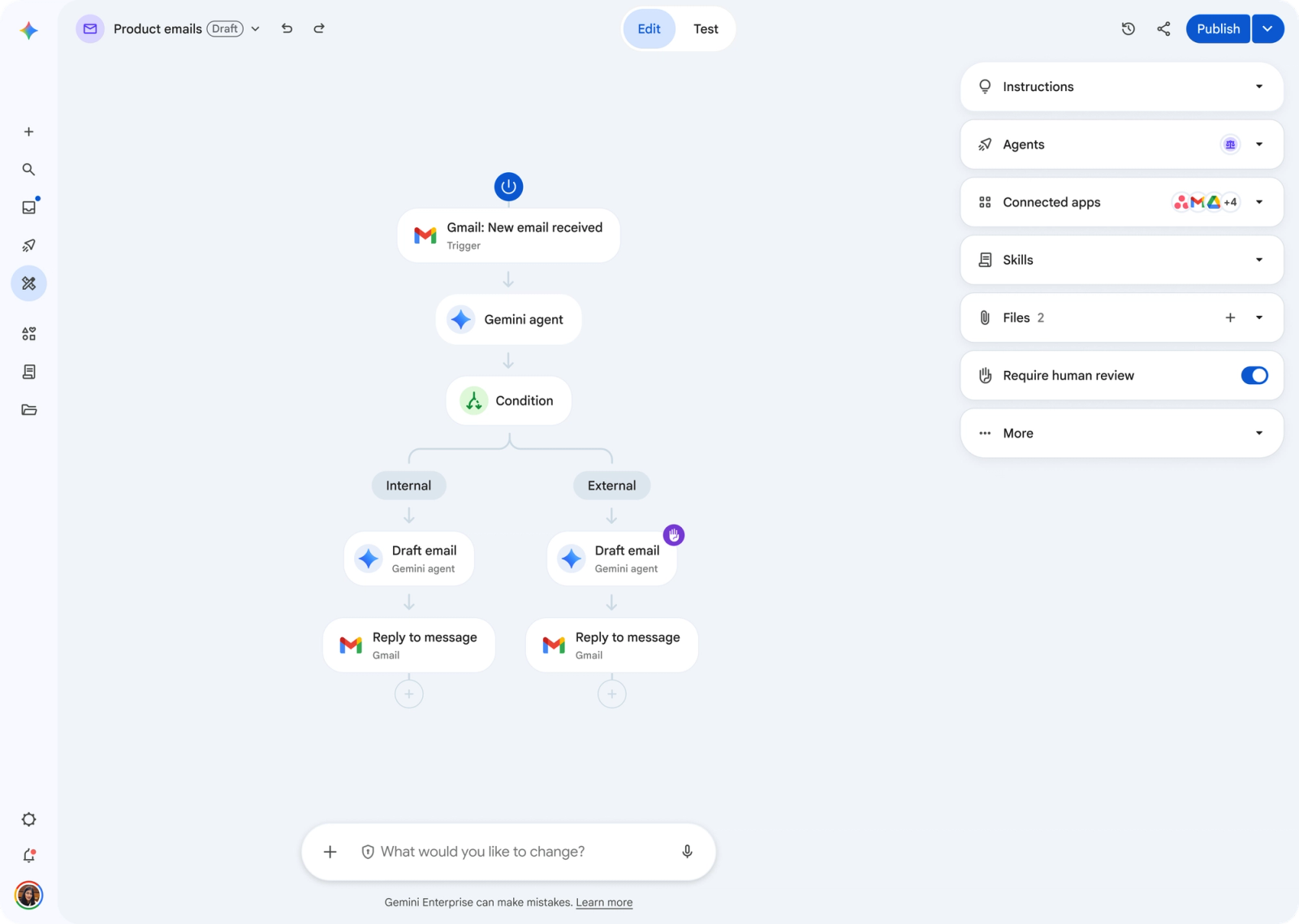 MCP Và AI Agent Cho Creator, Marketing 2026: Kiến Trúc Tool, Phân Quyền, Phê Duyệt Và Workflow Tự Động Hóa An Toàn 4 Giao diện node-based Agent Designer cho phép cấu hình các bước xử lý, nguồn dữ liệu và quyền của AI agent