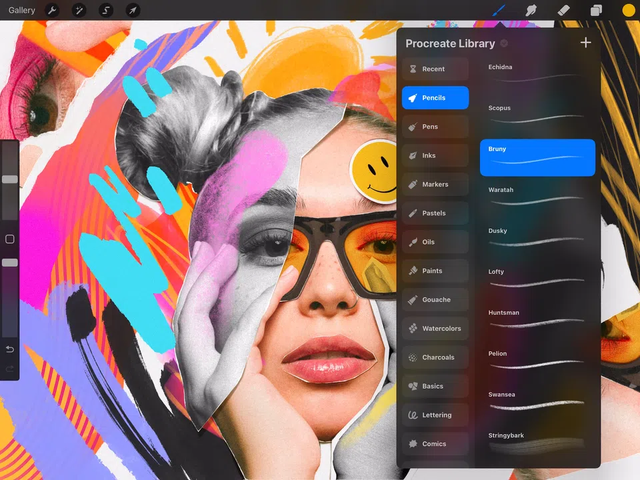 Giao diện Brush Libraries mới trong Procreate 5.4 trên iPad