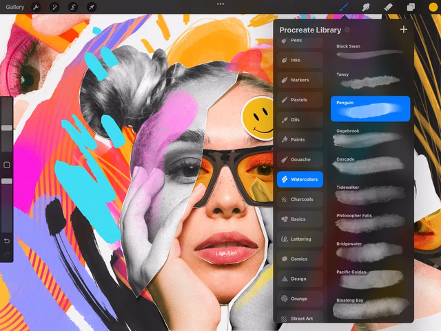 Thư viện cọ Watercolors trong Procreate 5.4