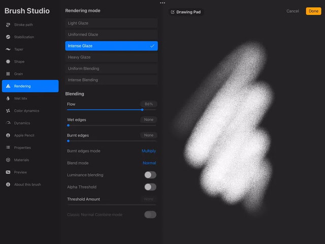 Thiết lập Alpha Threshold trong Brush Studio Procreate 5.4