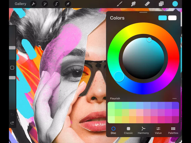 Color History hiển thị các màu vừa sử dụng trong Procreate 5.4