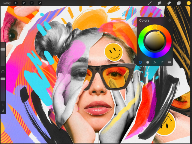 Color Companion nổi trên canvas trong Procreate