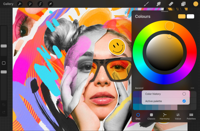 Giao diện quản lý bảng màu Palette trong Procreate