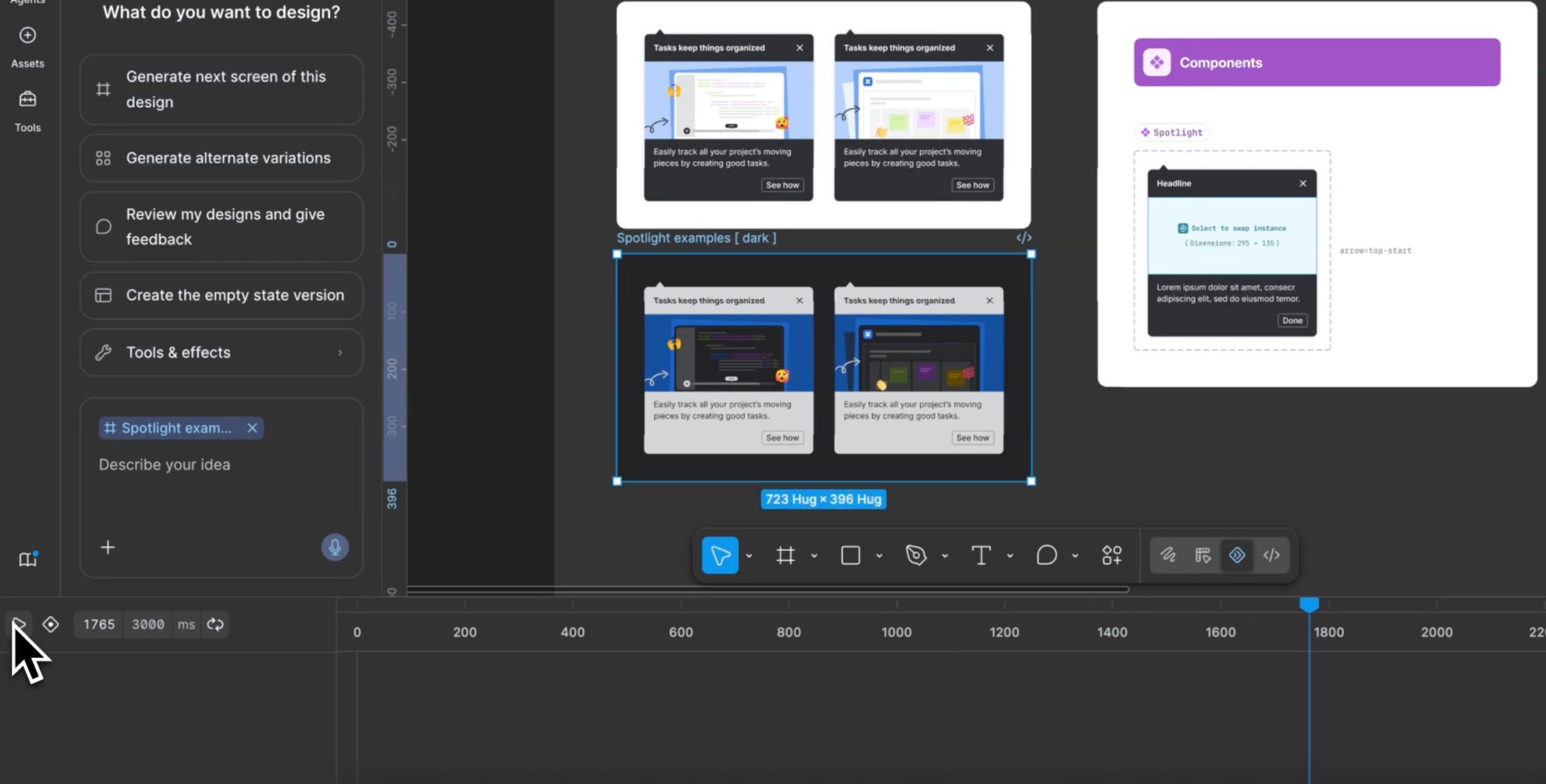 Figma Motion 2026: Timeline, Keyframe, Motion Variables Và Cách Handoff Animation Sang Dev Mode 1 Giao diện Figma Motion với timeline và keyframe ngay trên canvas